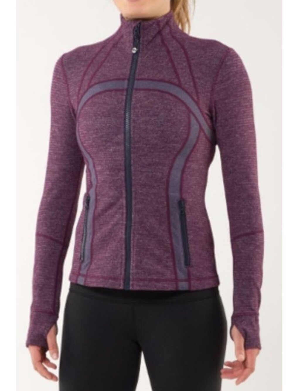 LULULEMON Women's Define Jacket Soft Mini Check Black Swan Heathered Plum Sz 8